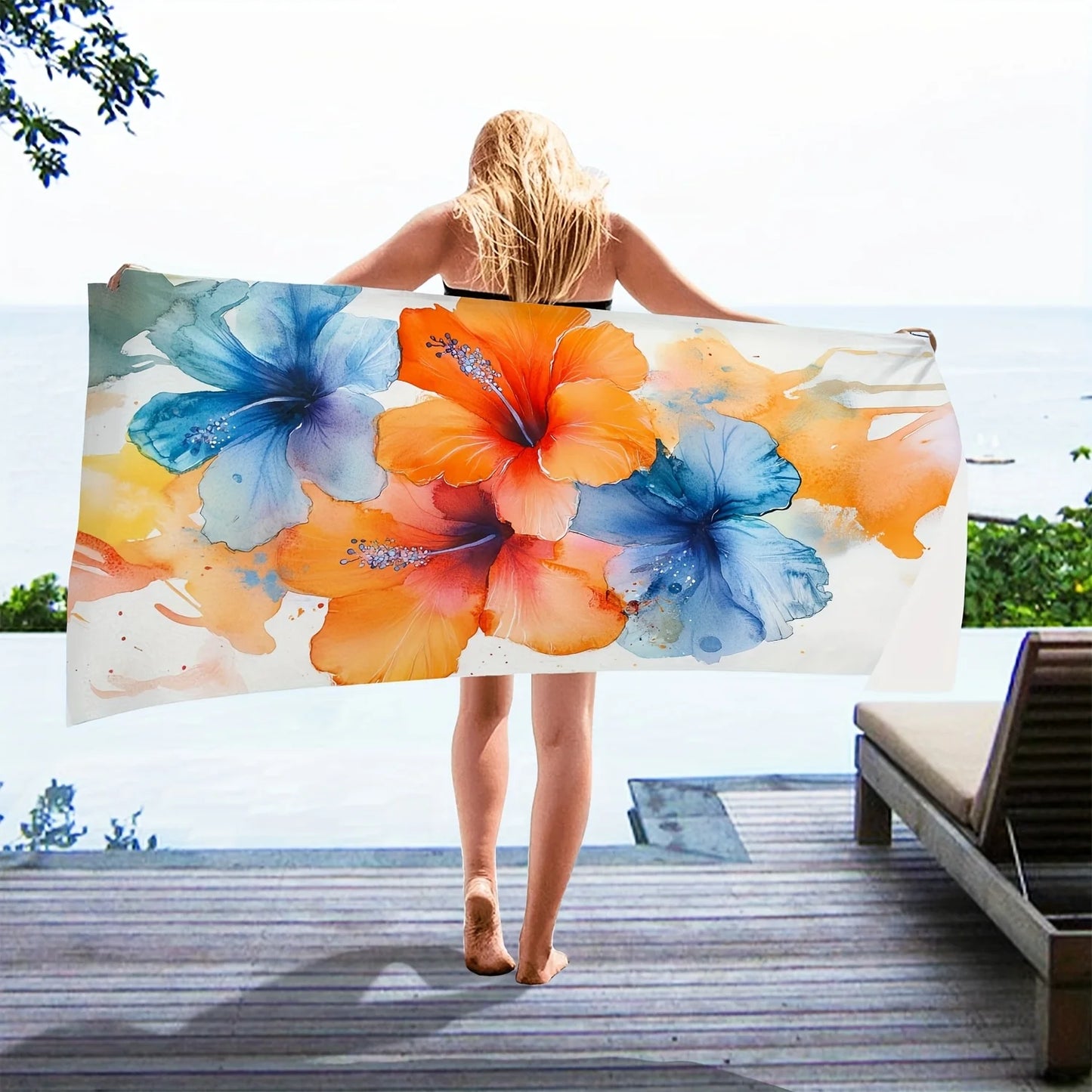 Luna Towel - Quick-Dry Vibrant Pink Hibiscus Microfiber Beach Towel