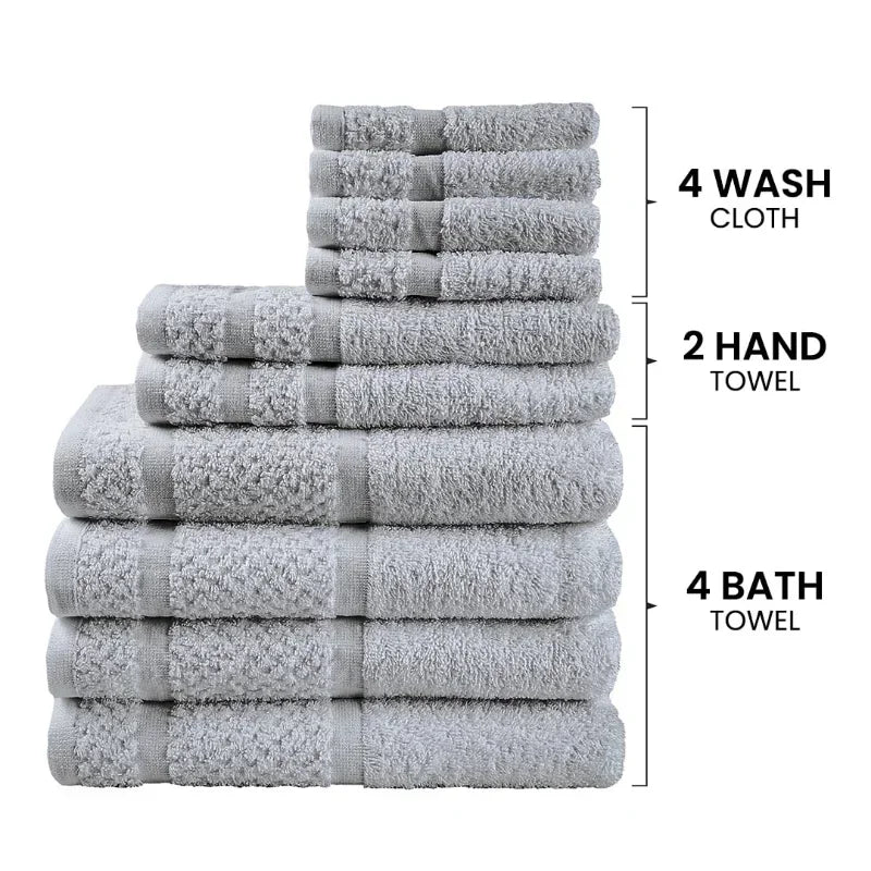 Luna Towel - Ultra-Durable Graphite Grey 10-Piece Luxury Towel Set