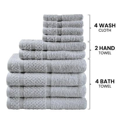 Luna Towel - Ultra-Durable Graphite Grey 10-Piece Luxury Towel Set