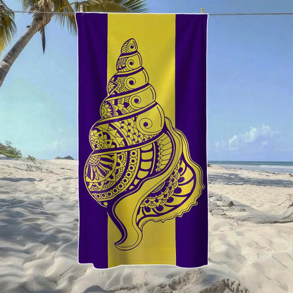 Luna Towel - Quick-Dry Coastal Conch & Sea Turtle Microfiber Beach Towel