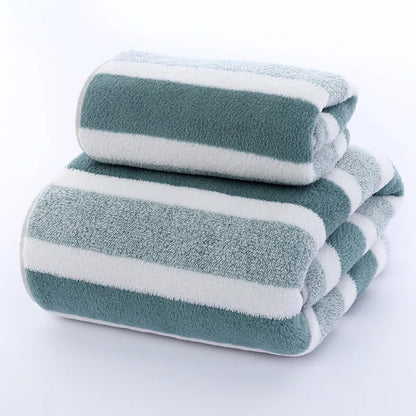 Luna Towel - Quick-Dry Classic Striped Face & Bath Towel Set