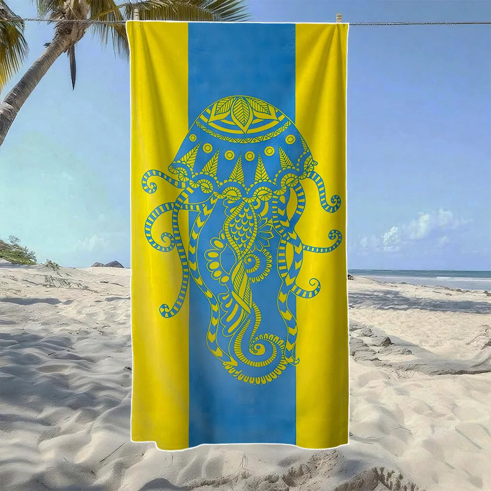 Luna Towel - Quick-Dry Coastal Conch & Sea Turtle Microfiber Beach Towel