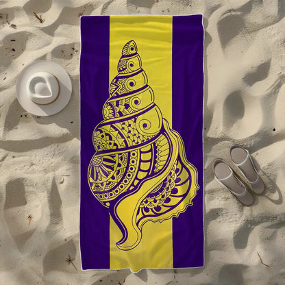 Luna Towel - Quick-Dry Coastal Conch & Sea Turtle Microfiber Beach Towel