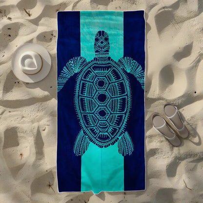 Luna Towel - Quick-Dry Coastal Conch & Sea Turtle Microfiber Beach Towel