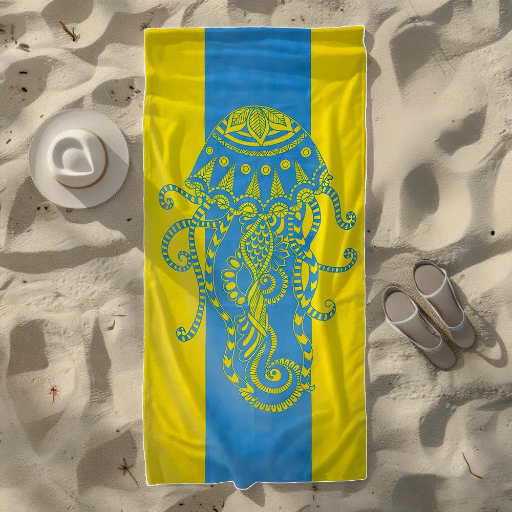 Luna Towel - Quick-Dry Coastal Conch & Sea Turtle Microfiber Beach Towel