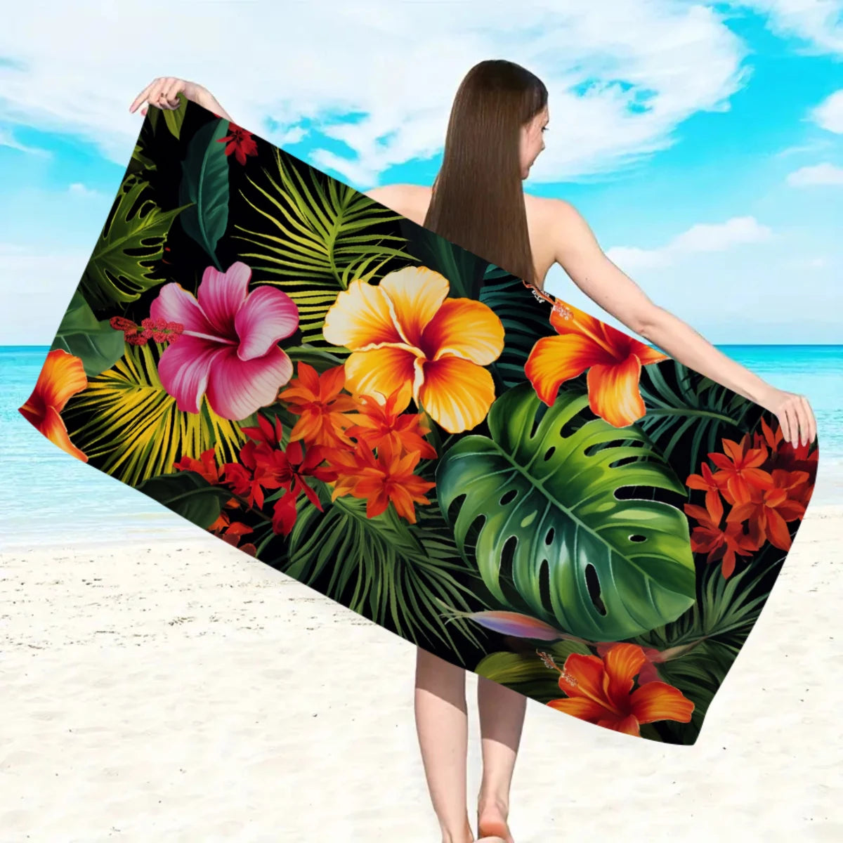 Luna Towel - Quick-Dry Tropical Botanical Microfiber Beach Towel