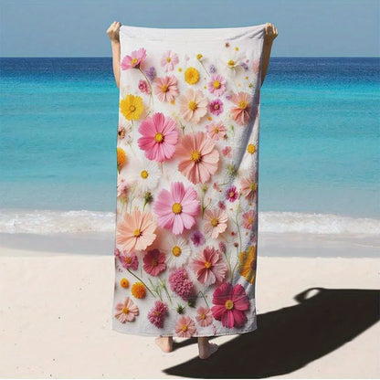 Luna Towel - Quick-Dry Vibrant Pink Hibiscus Microfiber Beach Towel