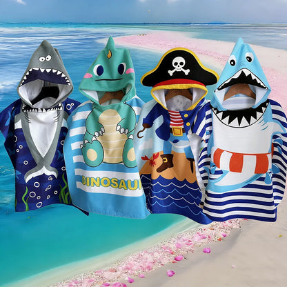 Luna Towel - Quick-Dry Cartoon Animal & Pirate Kids Hooded Poncho