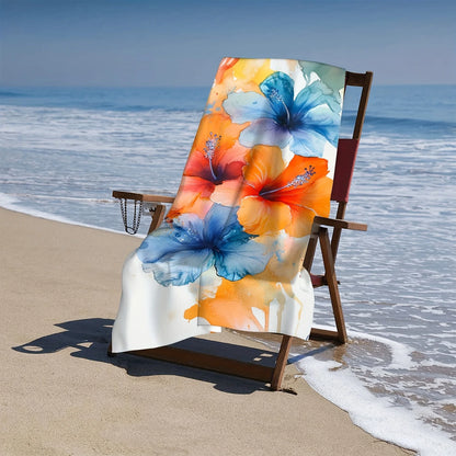 Luna Towel - Quick-Dry Vibrant Pink Hibiscus Microfiber Beach Towel